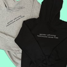 Load image into Gallery viewer, (PRE-ORDER) Embroidered Gender-Affirming Healthcare Saves Lives Hoodie

