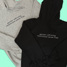 Load image into Gallery viewer, (PRE-ORDER) Embroidered Gender-Affirming Healthcare Saves Lives Hoodie