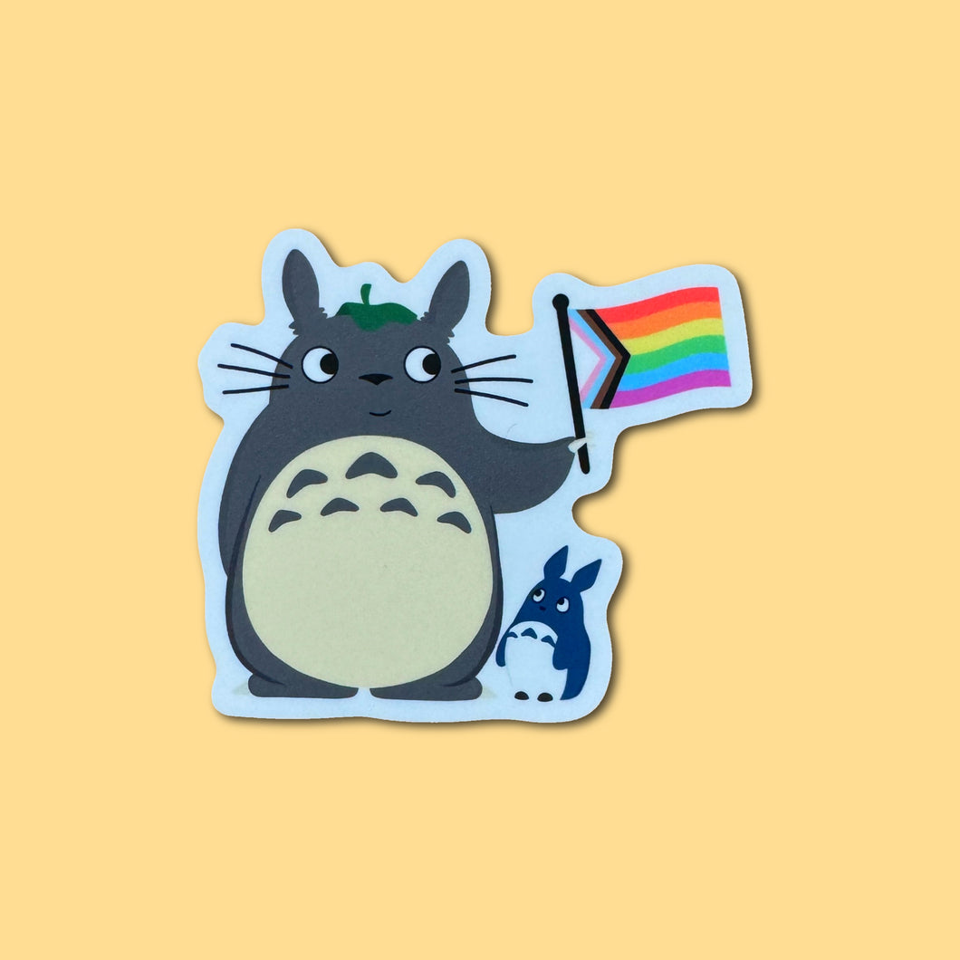 DISCOUNTED Totoro Sticker (progress pride flag)