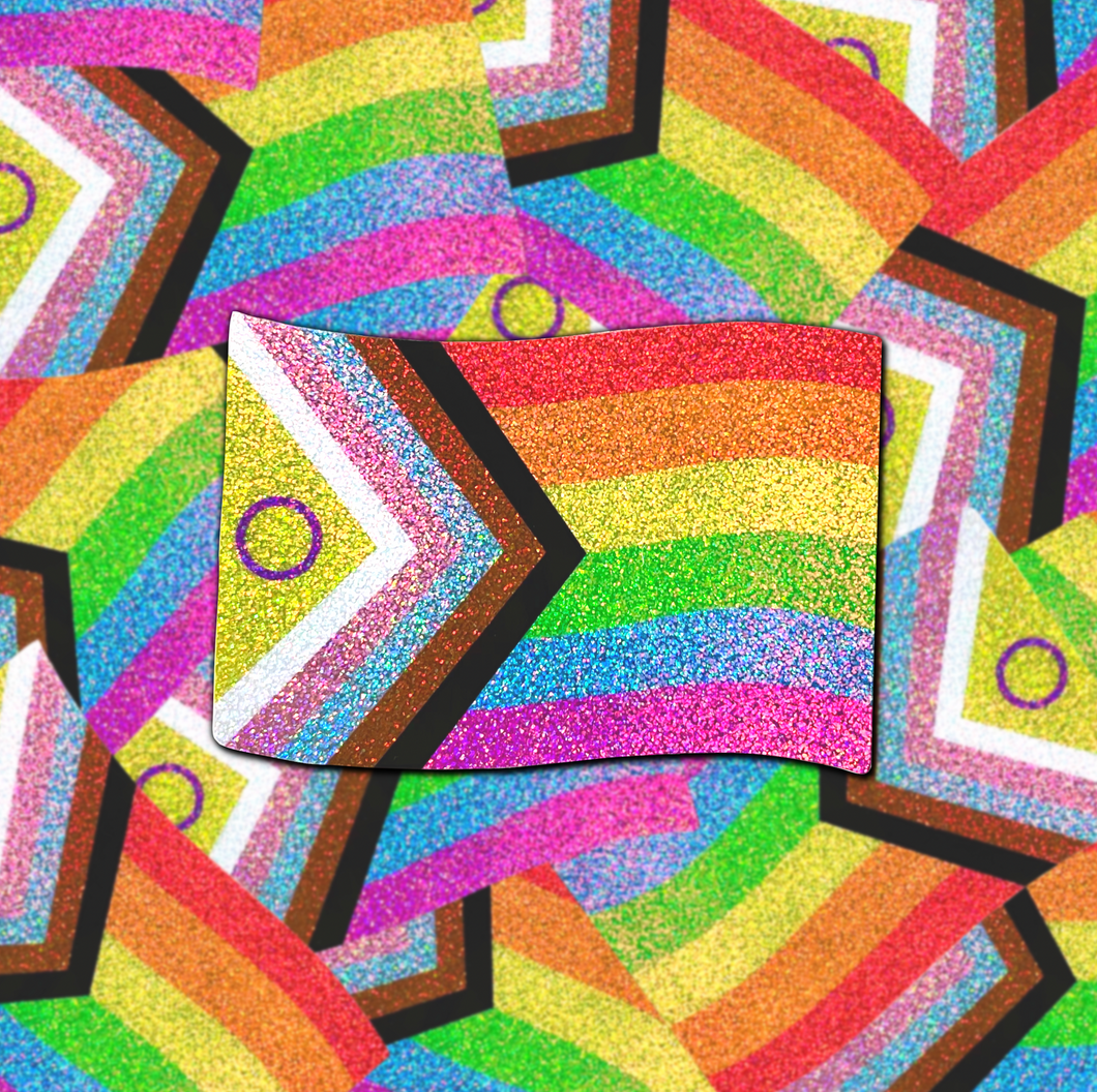 Sparkly Intersex-Inclusive Progress Pride Flag Sticker