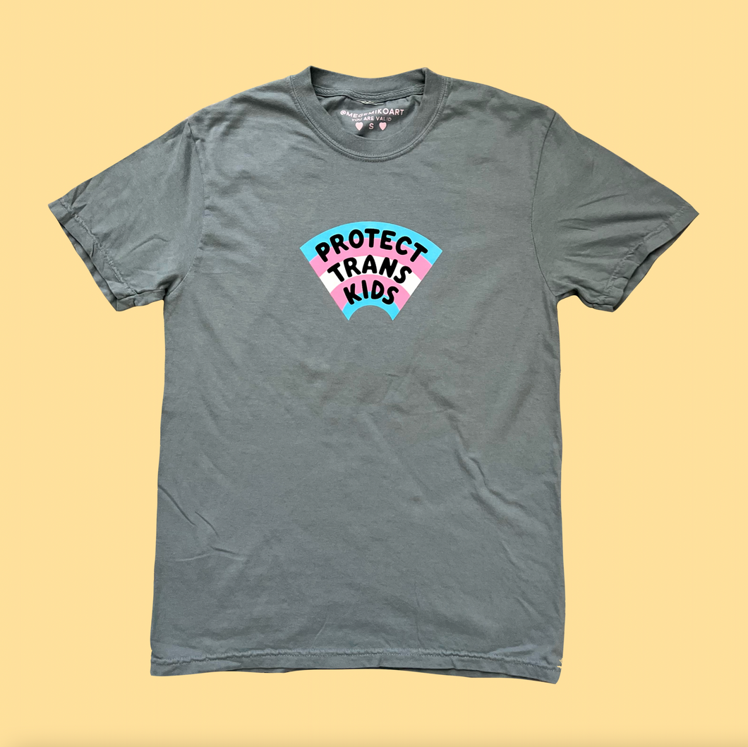 Protect Trans Kids Puff Ink T-Shirt - Screen Printed (30% of profits donated)